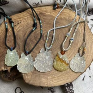 Natural Xiuyan Jade Fox Pendant Necklace
